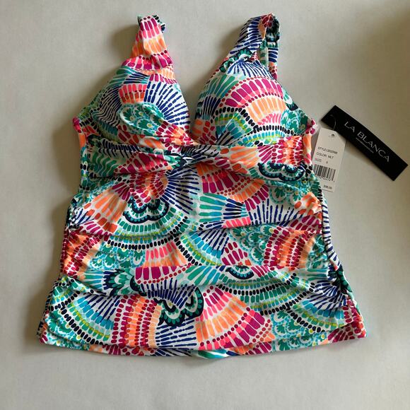 La Blanca Women's Over The Shoulder Tankini Swimsuit TOP ONLY *NEW* Size 6 - Picture 1 of 14